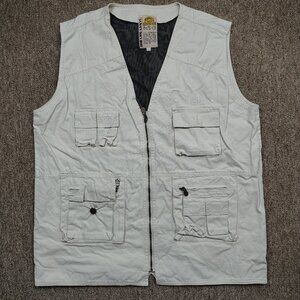 Vintage CAMEL TROPHY Adventure Wear Vest Men L Beige Mesh Lined Outdoor Utility